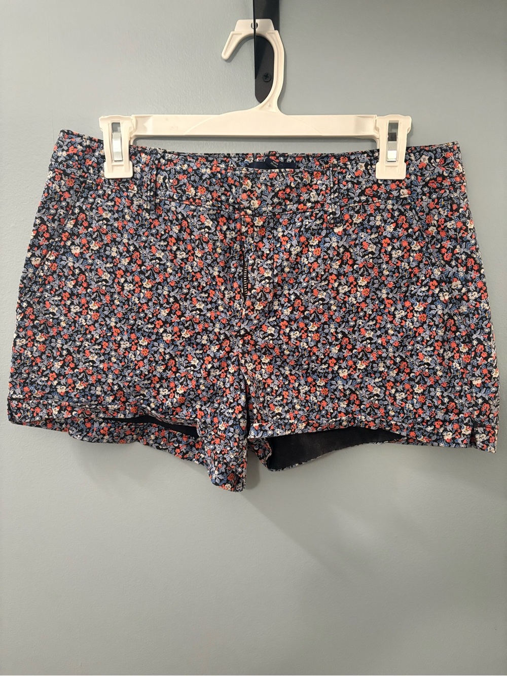 GAP Floral Jean Shorts - Navy with Coral and Light Blue
